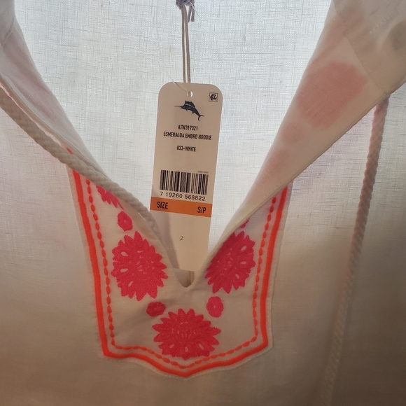 NWT Tommy Bahama Esmeralda Embroidered White Linen Hoodie, Size S - Picture 6 of 6